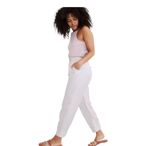 Madewell Pleated Taper Wide Leg Pants Linen - Picture 3 of 8